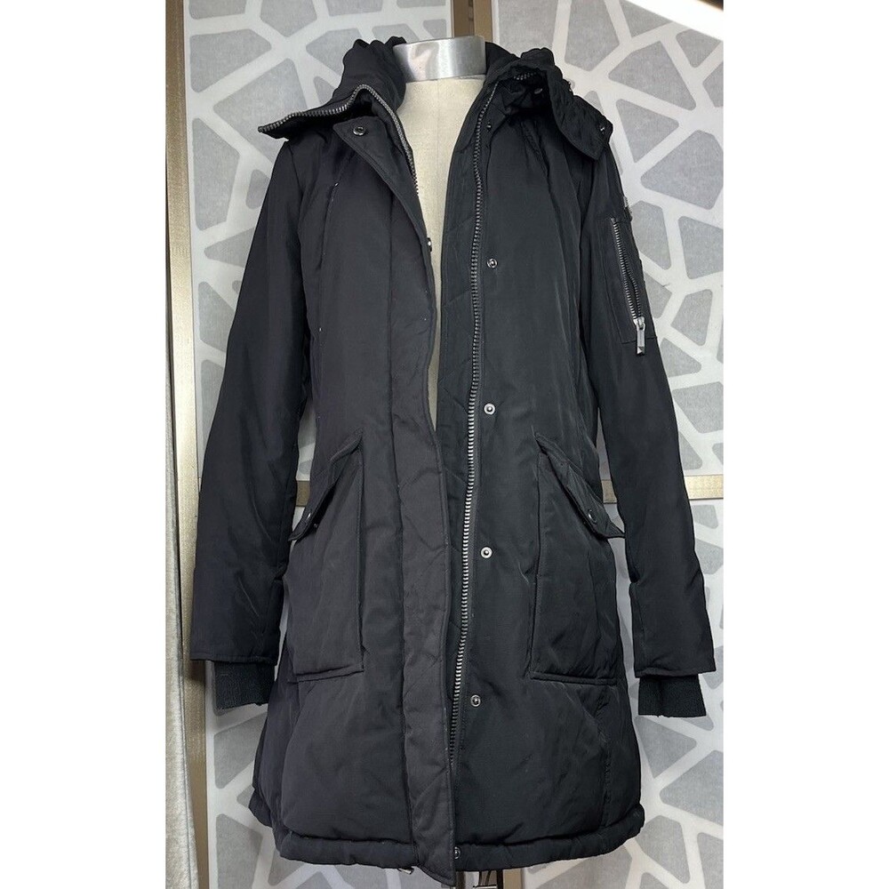BCBGMaxazria Bcbg Mazazria PARKA Puffer JACKET COAT SZ M BLACK FILLING DOWN